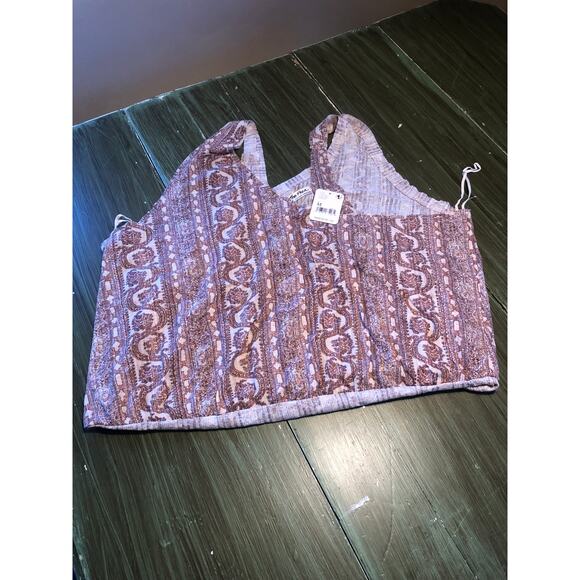 Free People We the Free NWT Your Twisted Tank Top Brown Floral M - Picture 2 of 6